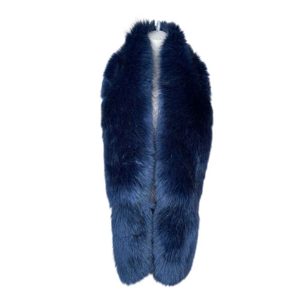 bebe Plush Faux Fur Sodalite Blue scarf lapel ZS-FS3791 LN